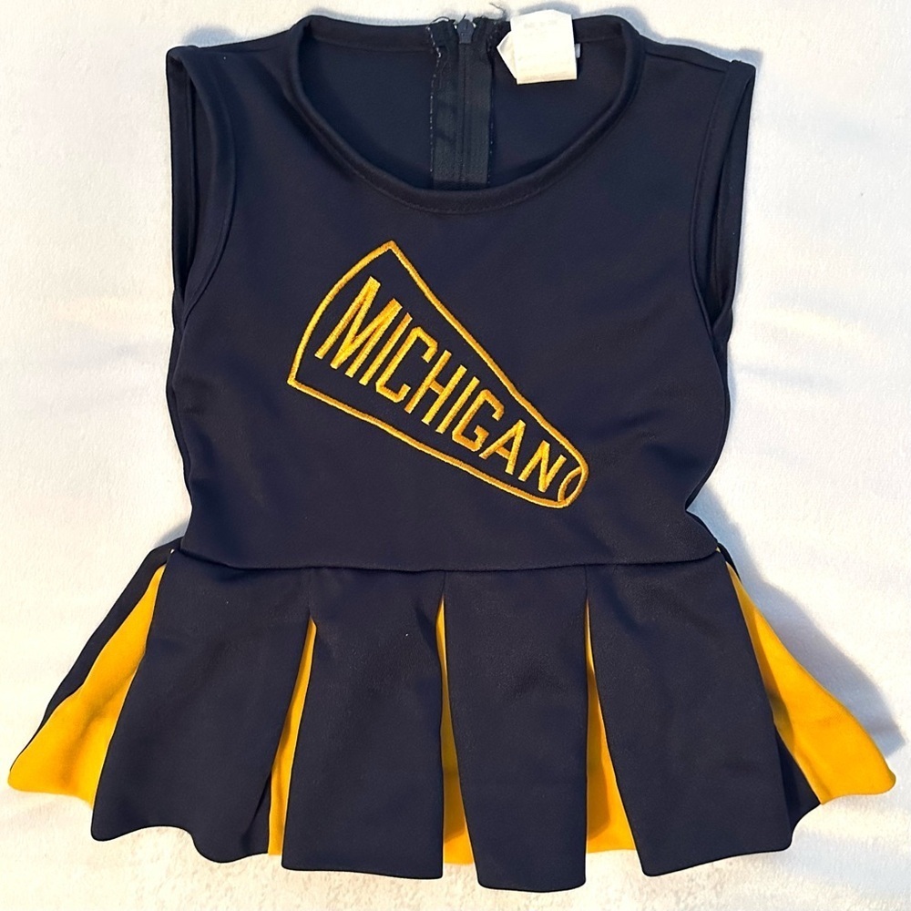 Vintage Michigan Wolverines Baby Cheerleader Jumper Dress Embroidered 2T Girl